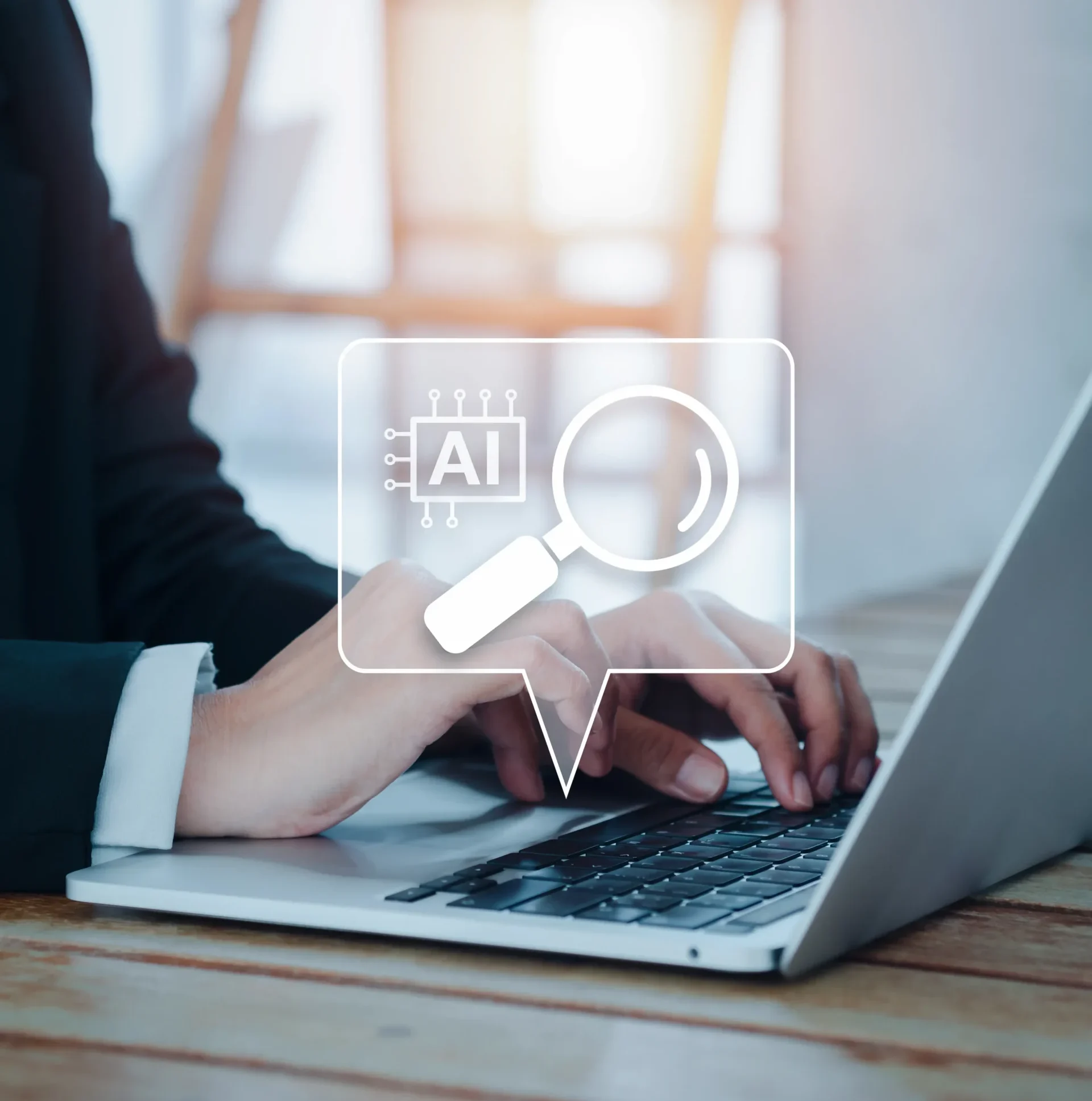 ai searching concept data search optimization by artificial intelligence technology magnifying glass ai icons speech buble appear while business person typing laptop computer vertical scaled e1773835472225 Search has fundamentally changed. For years, businesses focused on ranking on Google — aiming to appear in top results and earn clicks. Today, that model is evolving. Platforms like ChatGPT and Google AI Overviews now deliver direct answers instead of lists of websites.