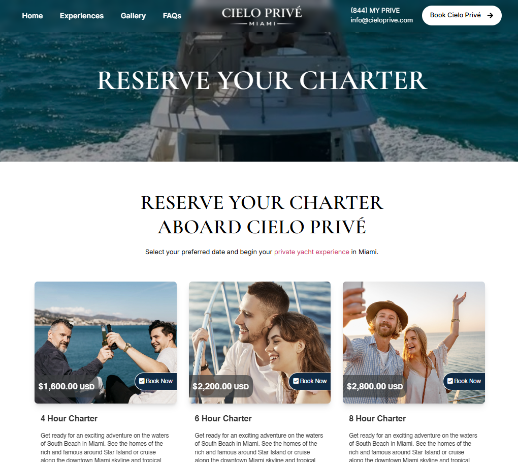 booking charter Owner
