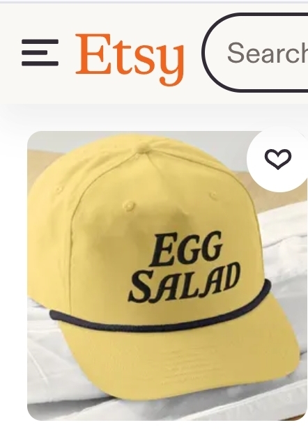 Egg salad hat sold on Etsy