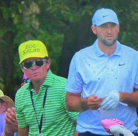Egg Salad hat Masters 2026 fan at 16th hole Augusta National